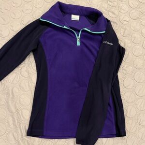 Columbia Purple and Navy Quarter-Zip Fleece Pullover